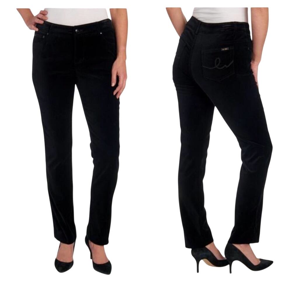 Retro 90s inspired Black Velvet Straight Leg Pants size 14